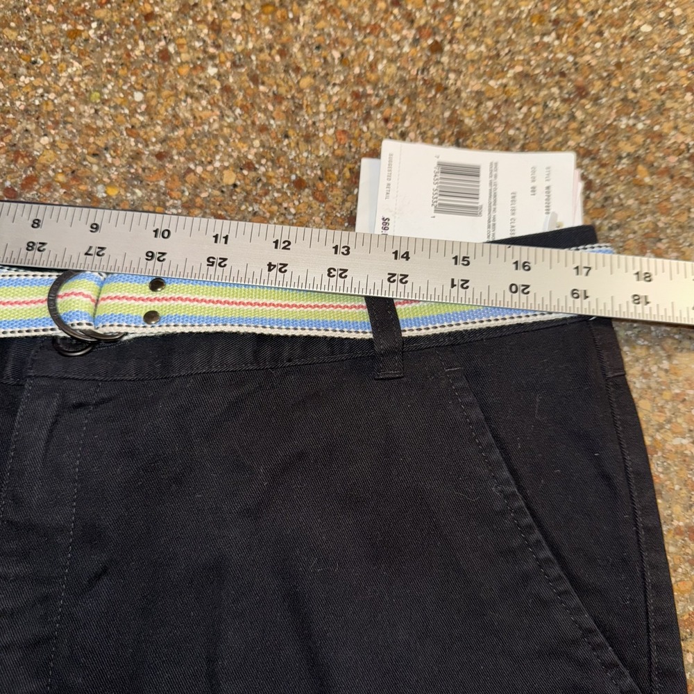 Liz Claiborne Women Pants 14P Black Tabitha Straight Leg Belted Preppy Chino - Picture 6 of 8